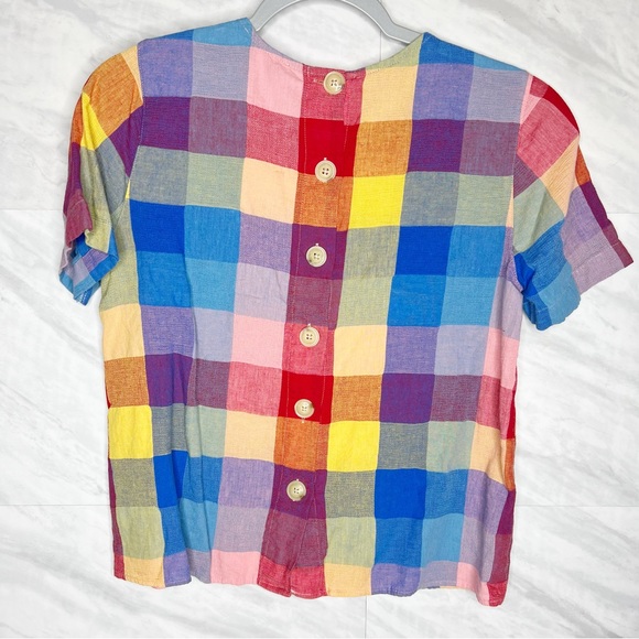 Madewell Boxy Gingham Button-Back Top XXS - Picture 5 of 6